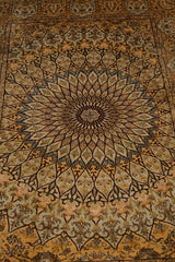 Hand-Knotted Afgani Cotton Silk Isfahan Hunting Scene Runner Scroll