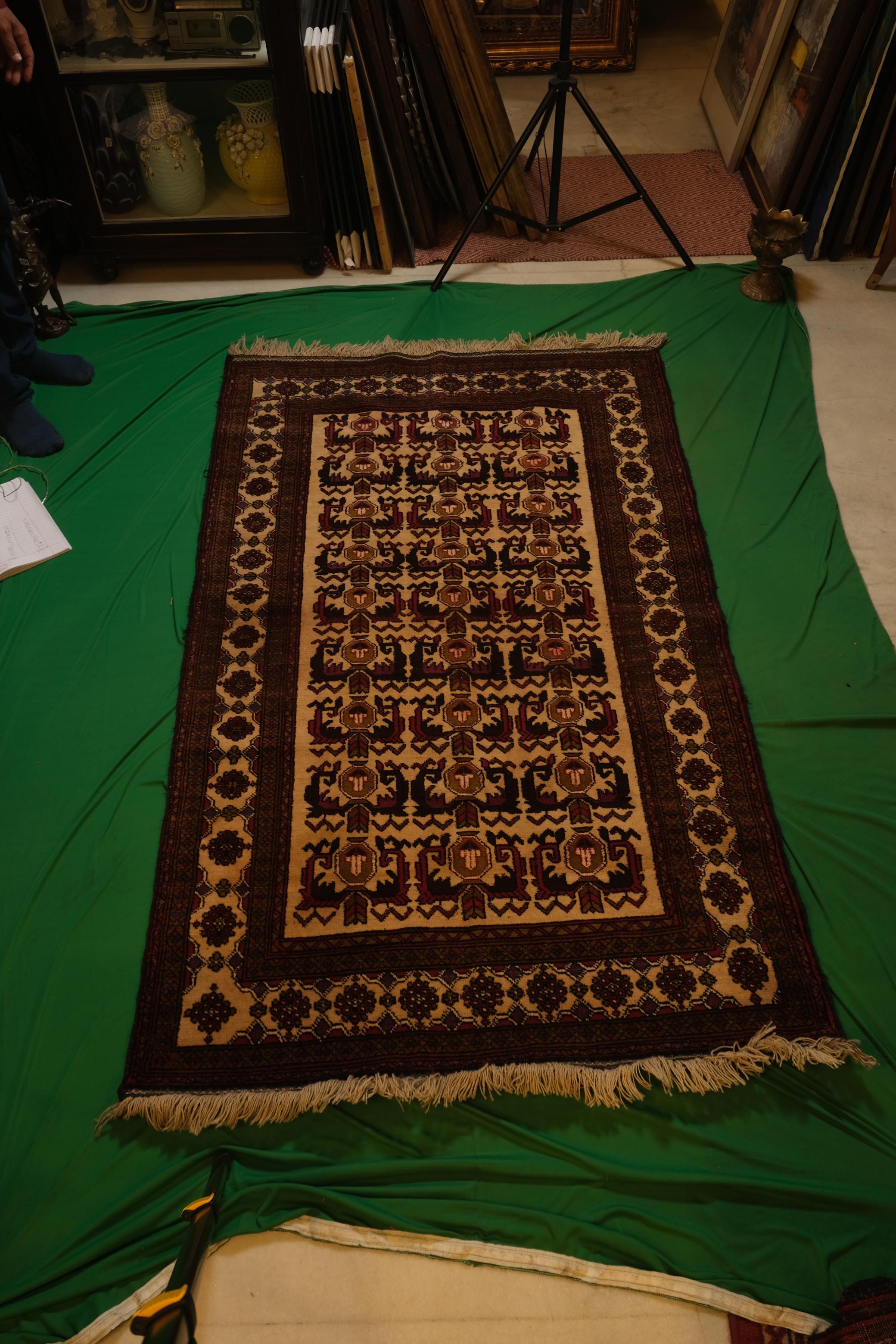 Hand-Knotted Afgani Dagestan Prayer Runner Scroll