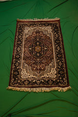 Hand-Knotted Kashmiri Tabriz Mahi Medallion Runner Scroll