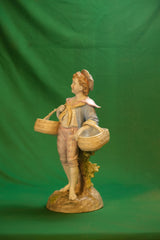 Gebrüder Heubach Bisque Porcelain Boy Carrying Baskets Figurine