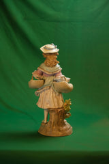 Gebrüder Heubach Bisque Porcelain Girl Carrying Baskets Figurine
