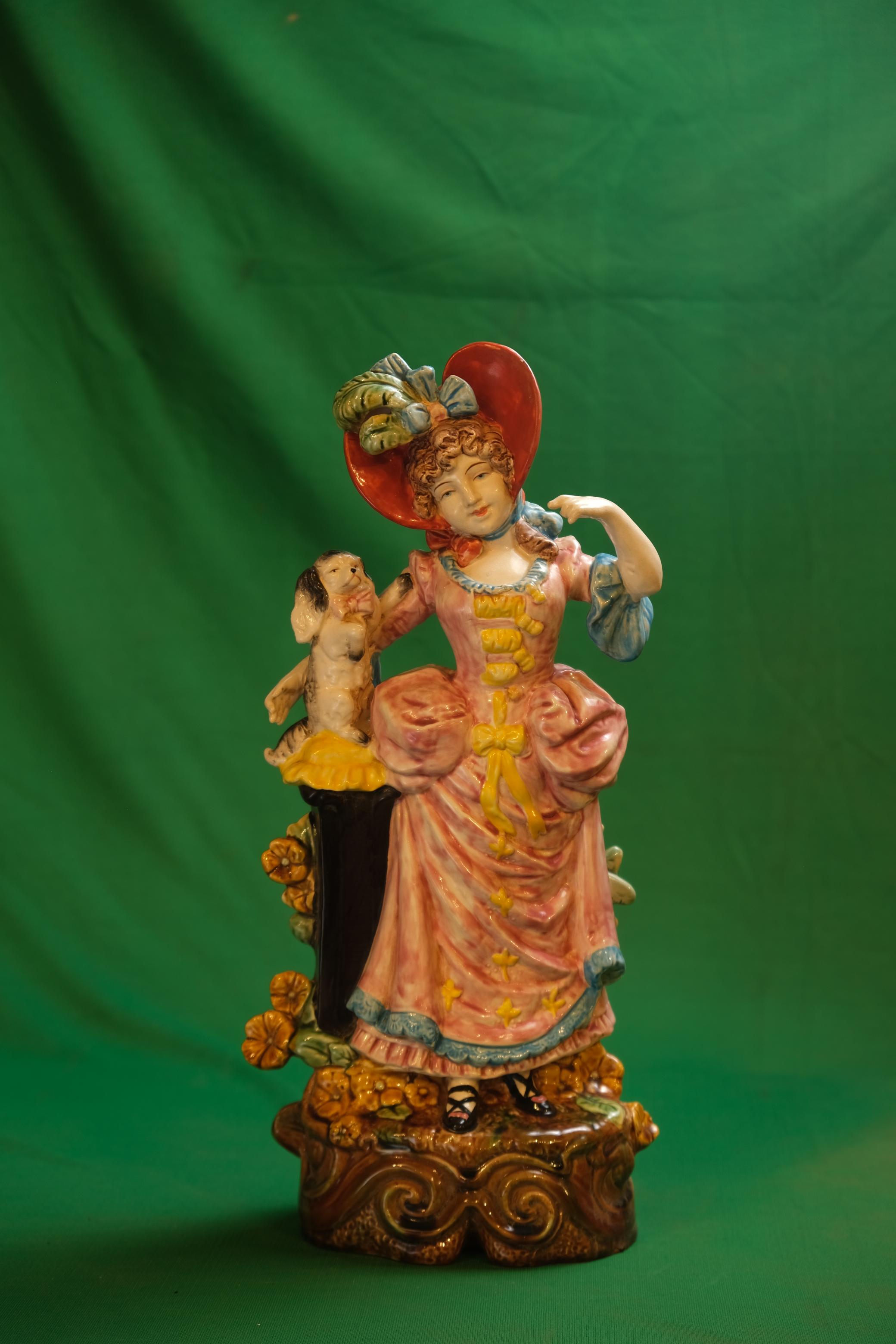 German Majolica Porcelain Merveilleuse Figurine