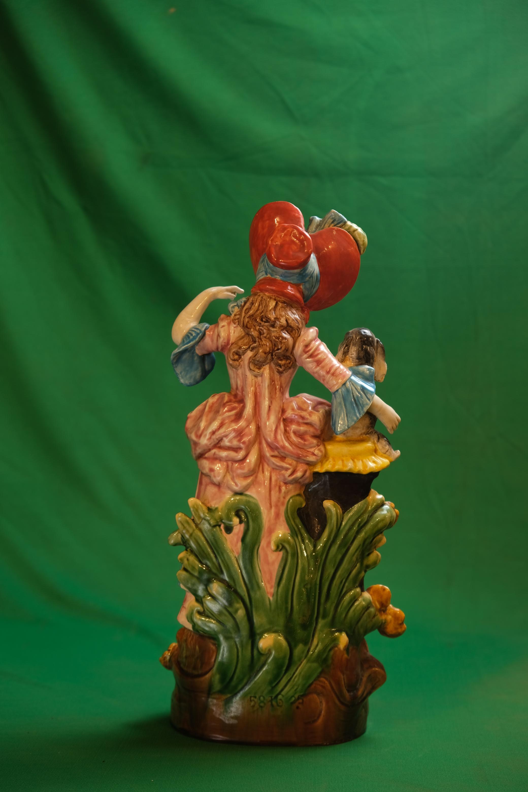 German Majolica Porcelain Merveilleuse Figurine