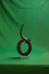 Murano Style Hand-Blown Black and Gold Loop Glass Sculpture