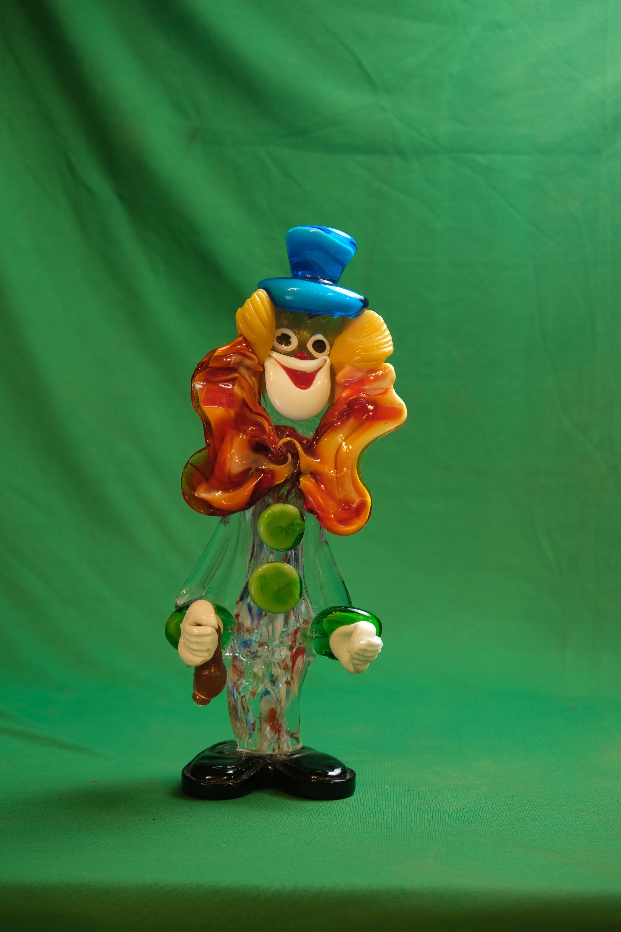Murano Glass Standing Clown Figurine