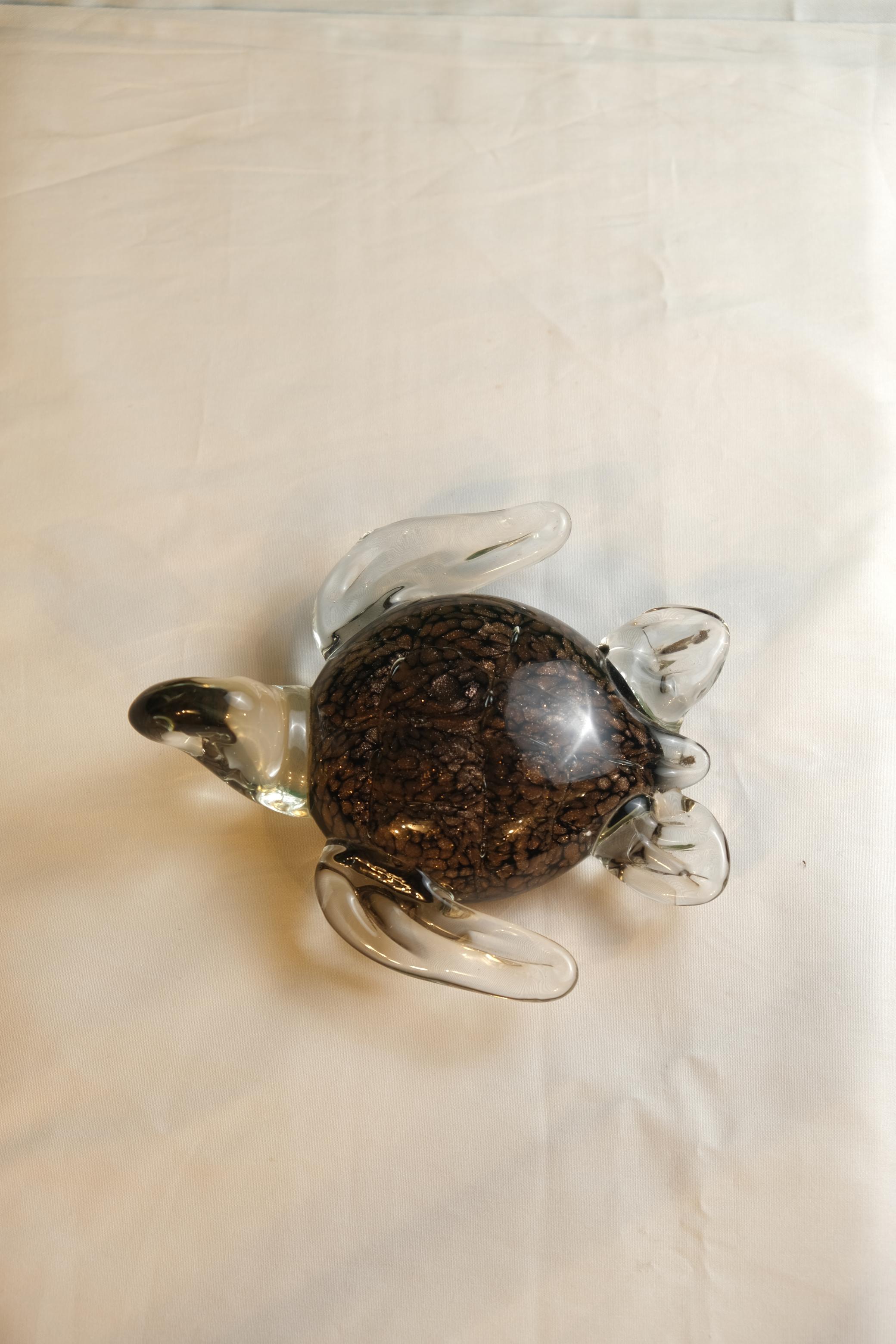 Murano Style Hand-Blown Sea Turtle Glass Sculpture