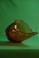 Murano Style Hand-Blown Amber Glass Conch Shell Sculpture
