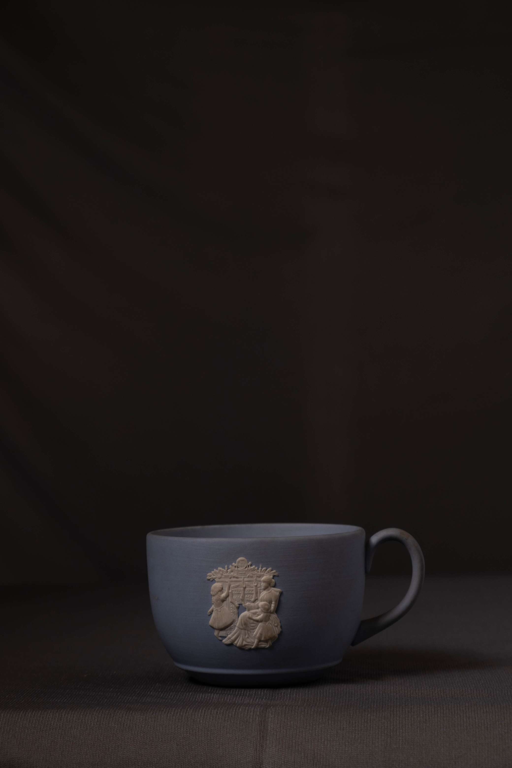 Vintage Slate Blue Ceramic Relief Cup