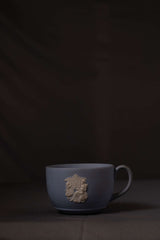 Vintage Slate Blue Ceramic Relief Cup