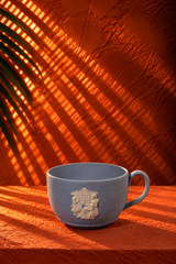 Vintage Slate Blue Ceramic Relief Cup