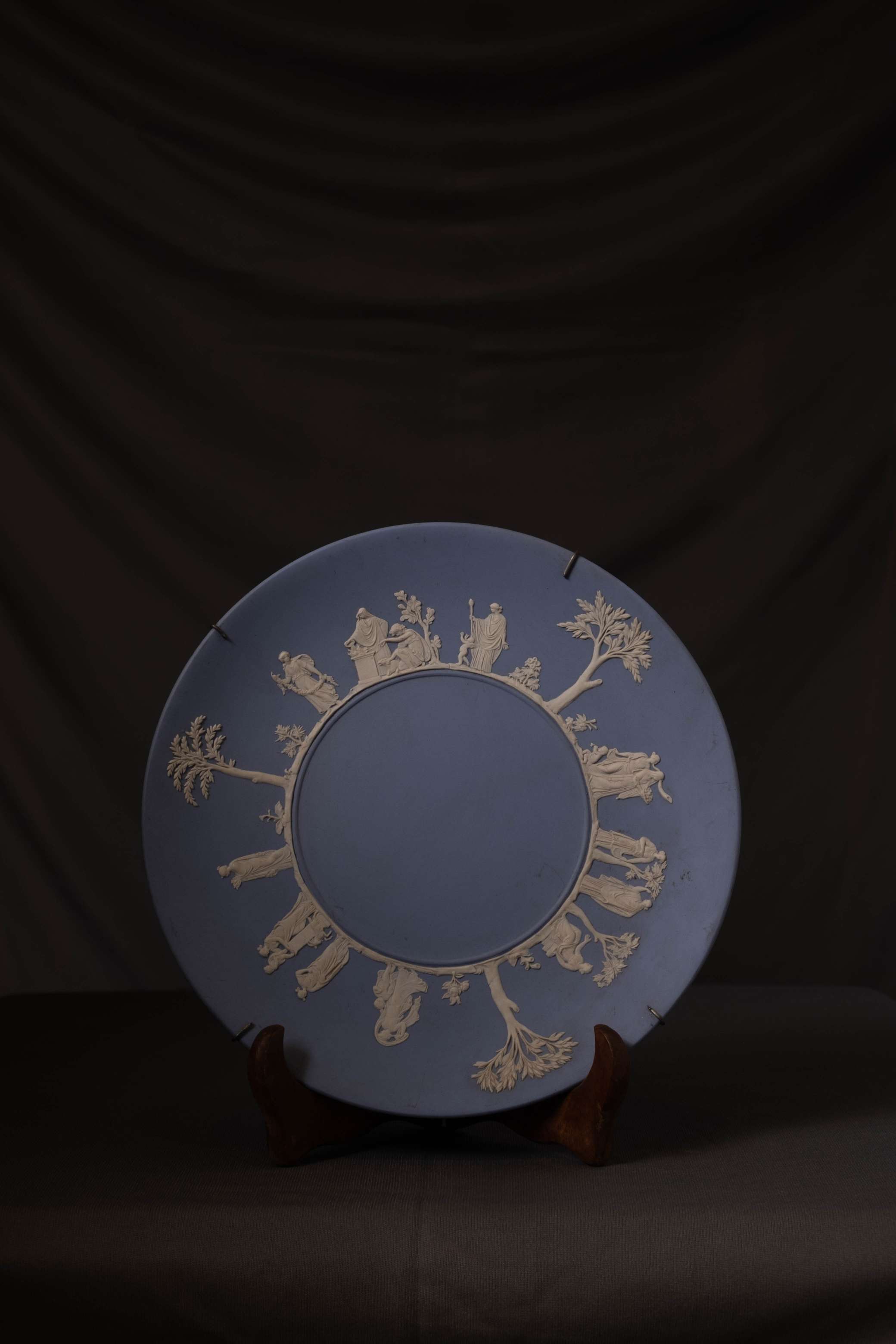 Vintage Blue Classical Relief Display Plate