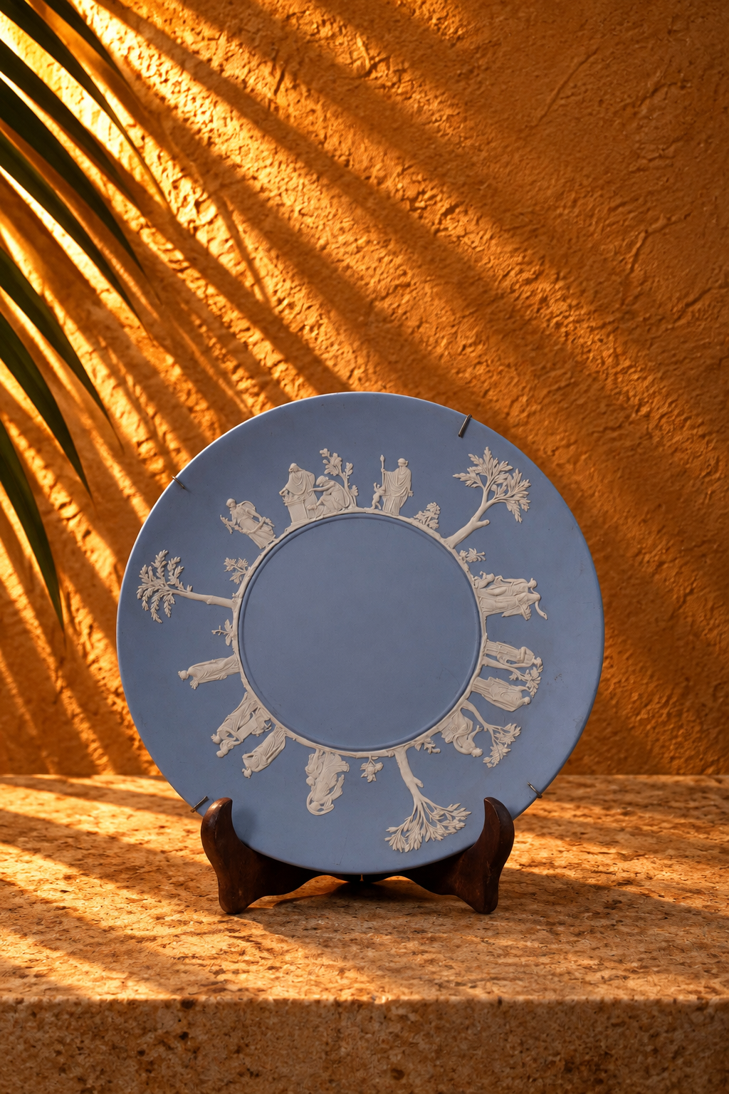 Vintage Blue Classical Relief Display Plate