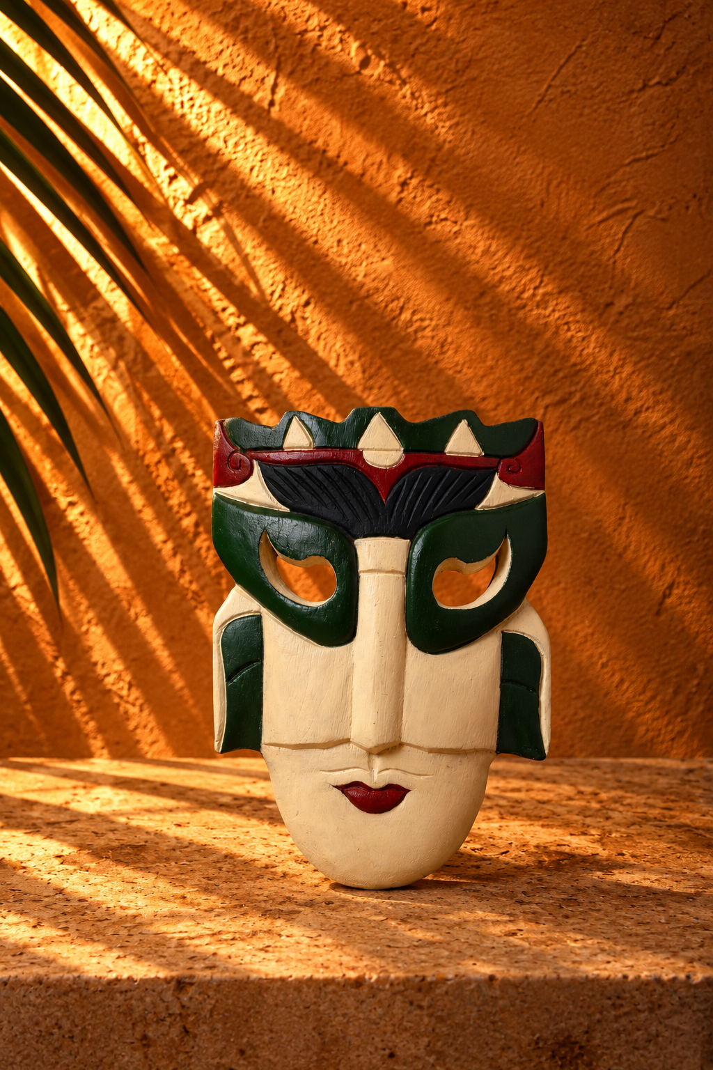 Handcrafted Tribal-Inspired Decorative Wooden Mask