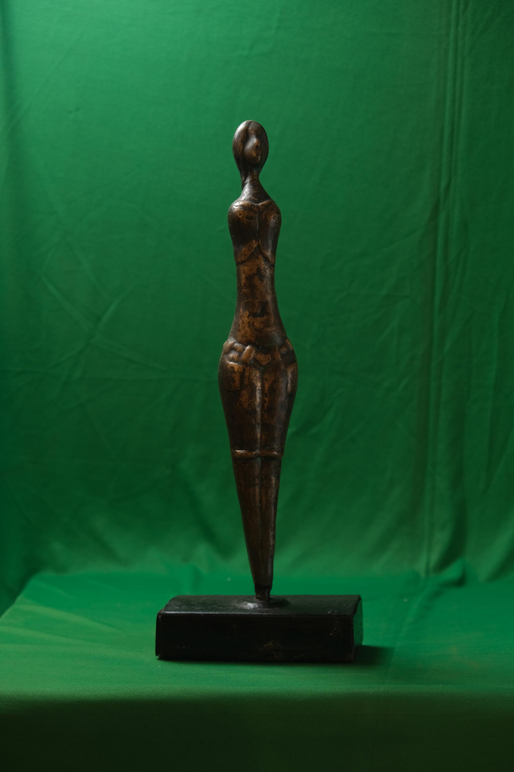 Abstract Cycladic Style Handmade Bronze Female Figurine