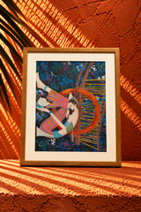 Colourful Contemporary Figurative Painting in Wooden Frame