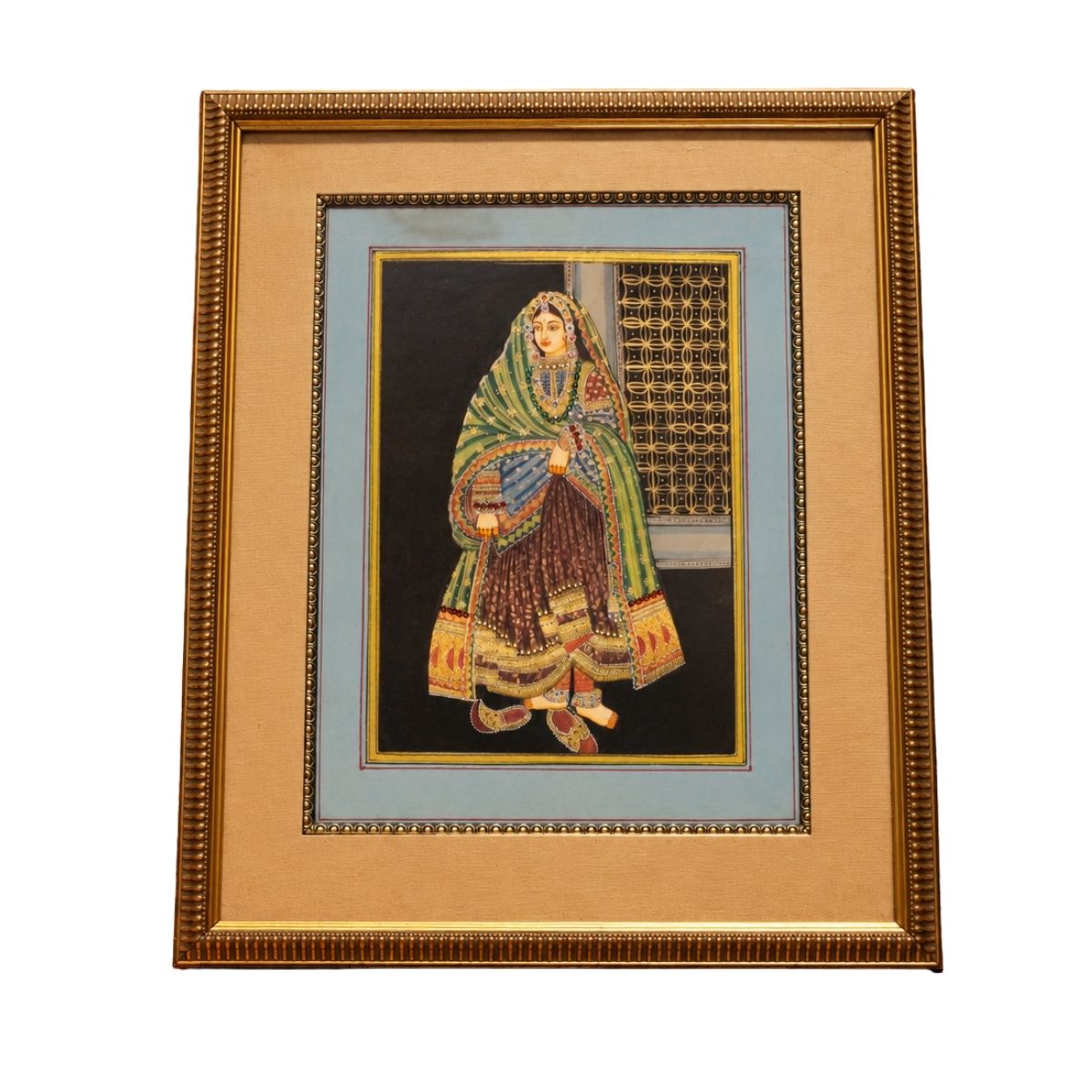 Traditional Indian Miniature Painting of a Royal Woman