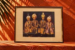 Vintage Portrait of Four Royal Indian Children in Traditional Attire