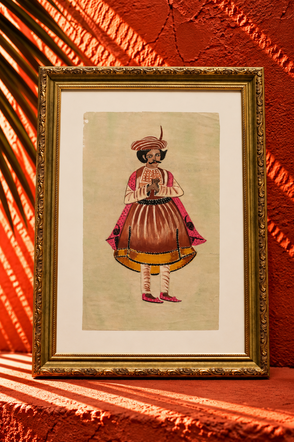 Traditional Rajasthani Court Figure Miniature Painting