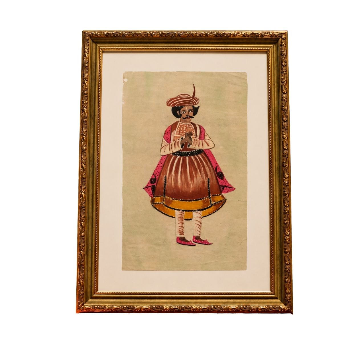 Traditional Rajasthani Court Figure Miniature Painting
