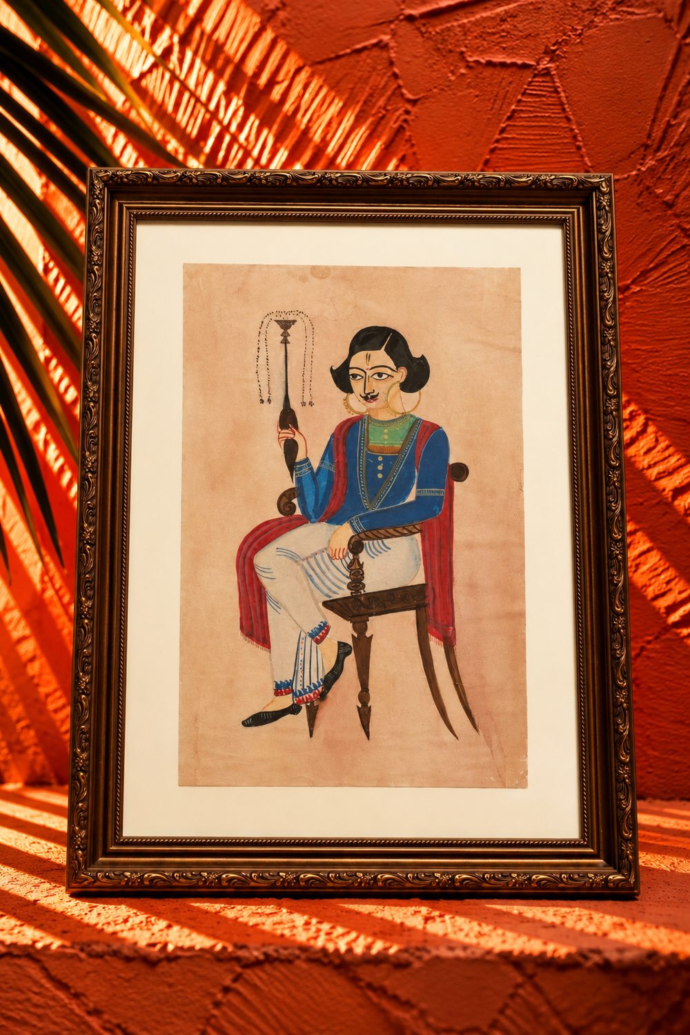Traditional Indian Miniature Painting of a Seated Court Figure