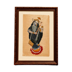 Traditional Indian Miniature Painting of Krishna with Veena