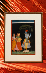 Vintage Rajasthani Miniature Painting of Krishna with Gopis