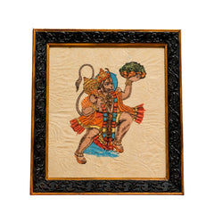 Lord Hanuman with Sanjeevani Mountain – Traditional Indian Folk Art