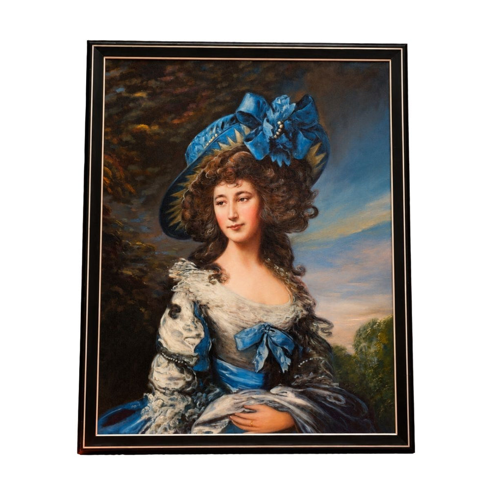 Vintage Portrait of a Lady in Blue Hat