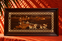 Traditional Indian Wooden Marquetry Panel – Chariot Scene