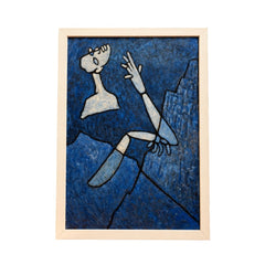 Abstract Blue Cubist Figure Painting
