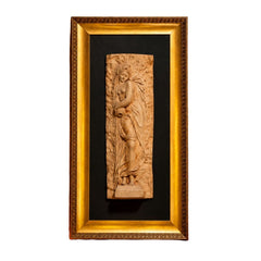 Classical Woman with Urn Stone Relief in Ornate Gold Frame