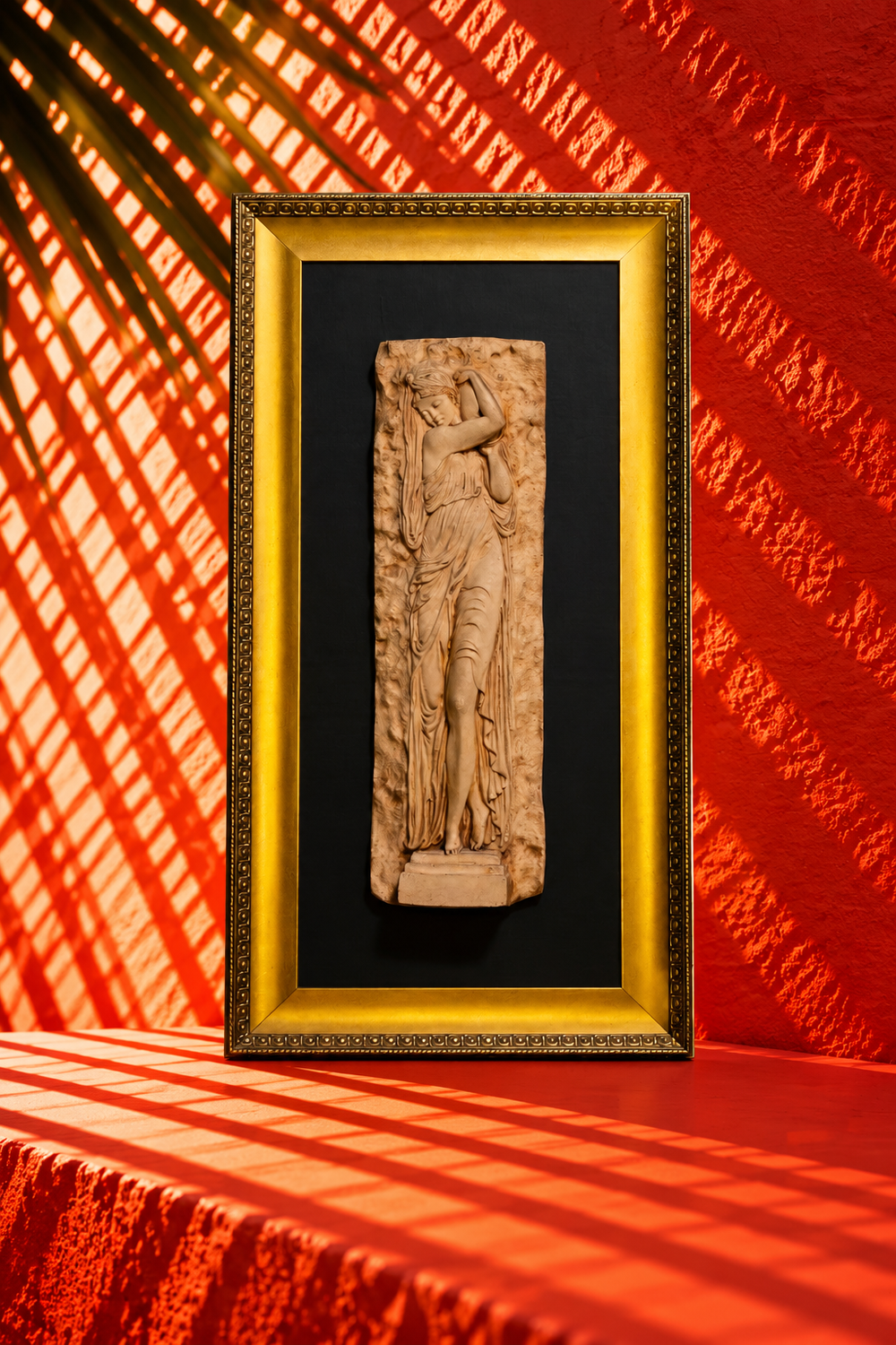 Framed Classical Female Figure Bas-Relief