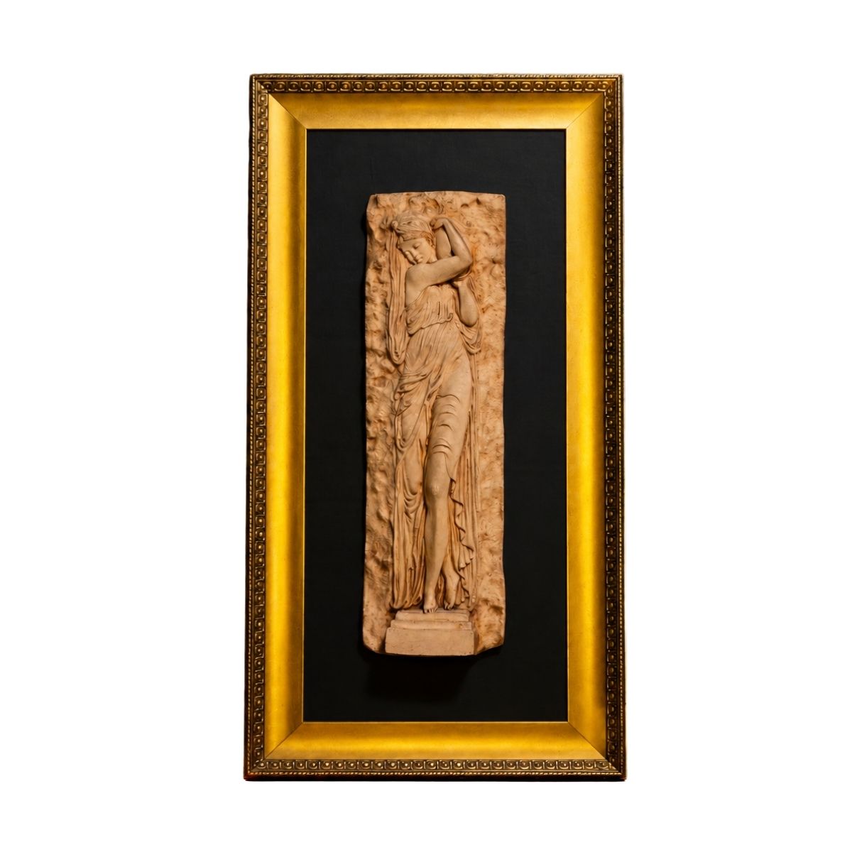 Framed Classical Female Figure Bas-Relief