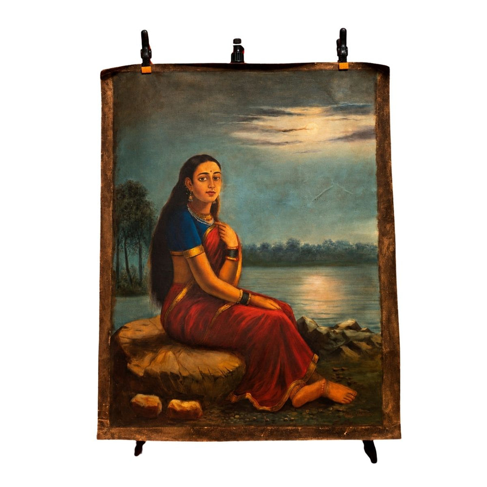 Vintage Portrait of a Woman by the Riverside