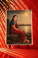 Vintage Indian Woman by the Riverside – Traditional Figurative Painting
