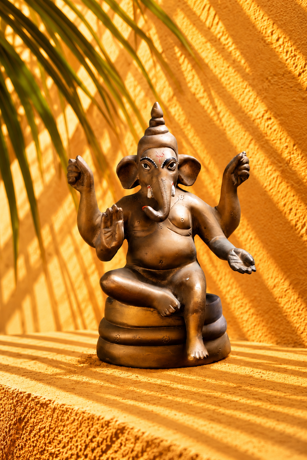 Antique Bronze Lord Ganesha Statue – Four-Armed Decorative Idol