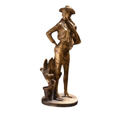 Vintage Bronze Art Deco Lady Sculpture with Hat