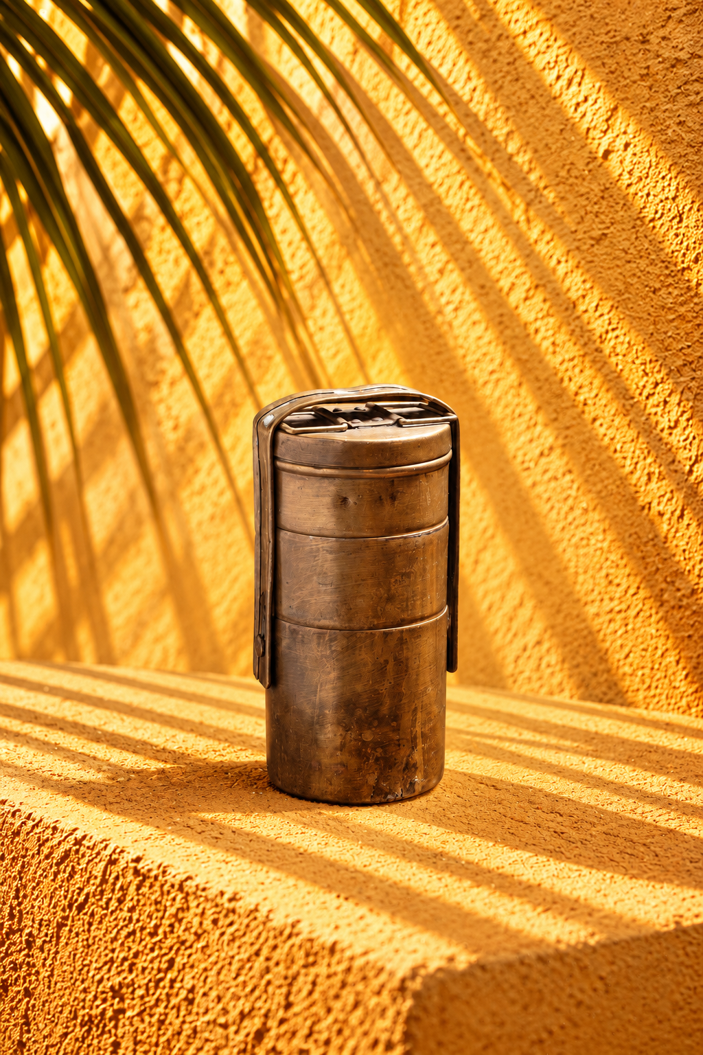 Vintage Brass Cylindrical Container with Secure Lid