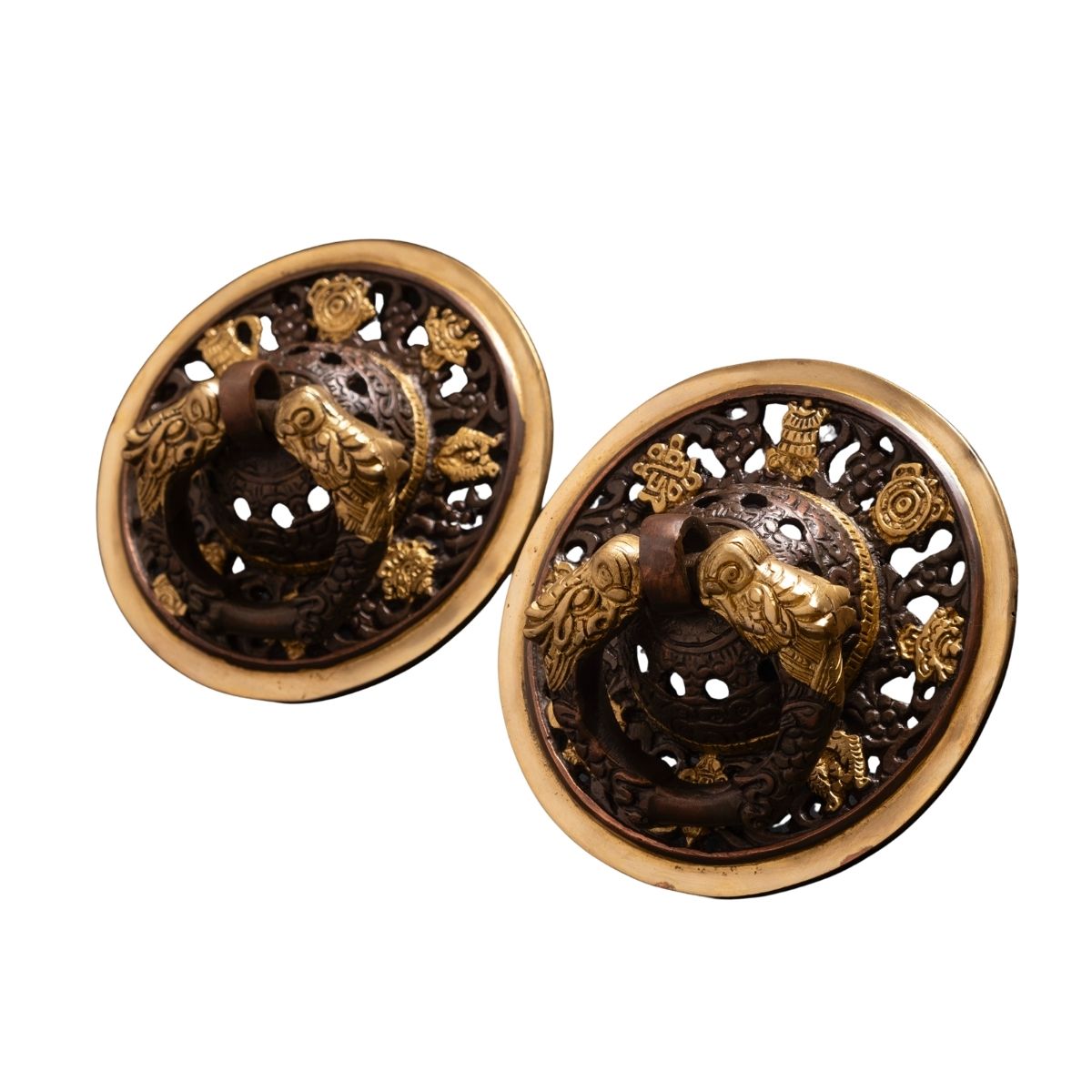 Ornate Antique Brass Door Knocker Pair – Decorative Lion Motif
