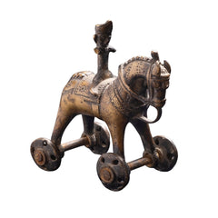 Vintage Antique Metal Horse Sculpture on Wheels – Traditional Equestrian Collectible