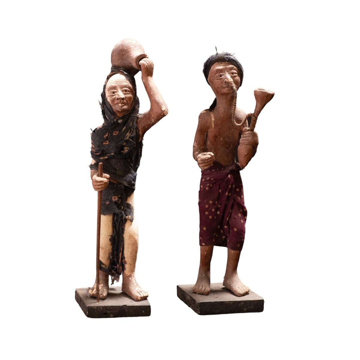 Pair of Rustic Tribal Folk Art Figurines
