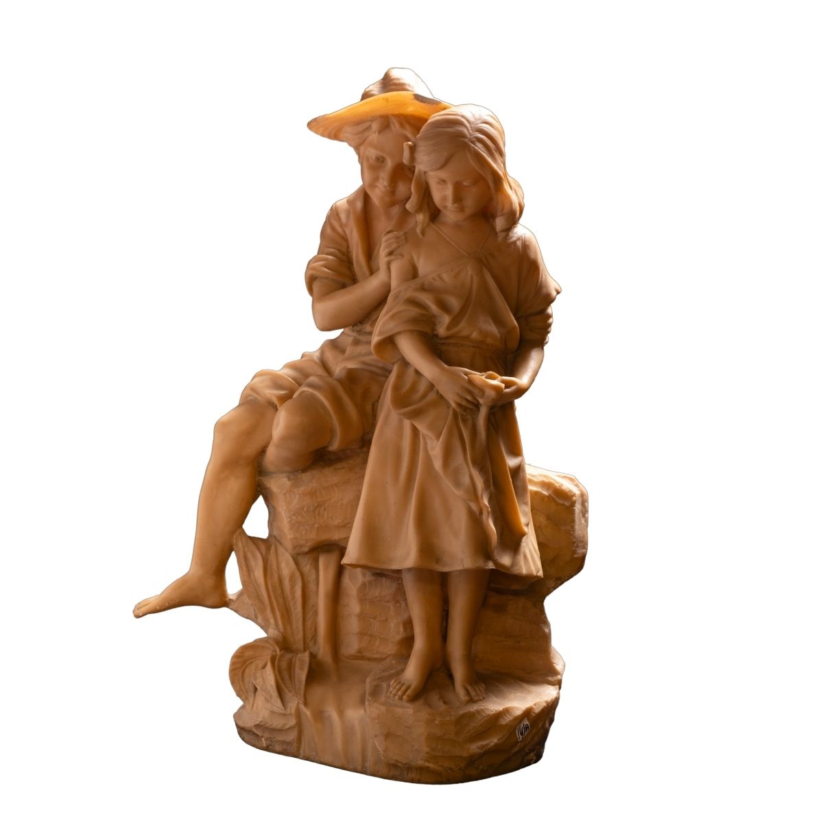 Vintage Terracotta Figurine of Two Children