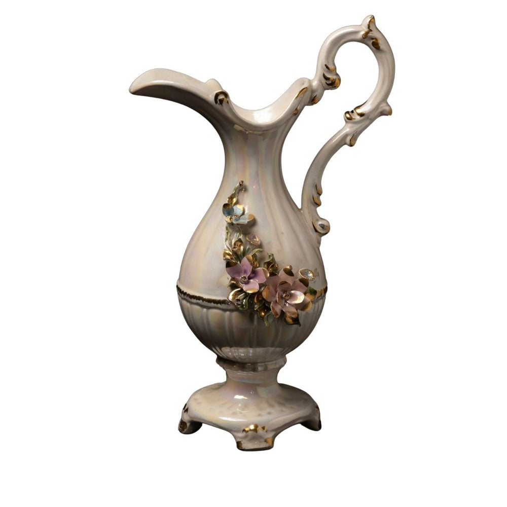 Ornate Floral Ceramic Pitcher