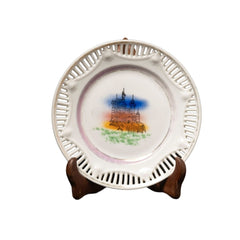 White Pierced-Rim Scenic Display Plate