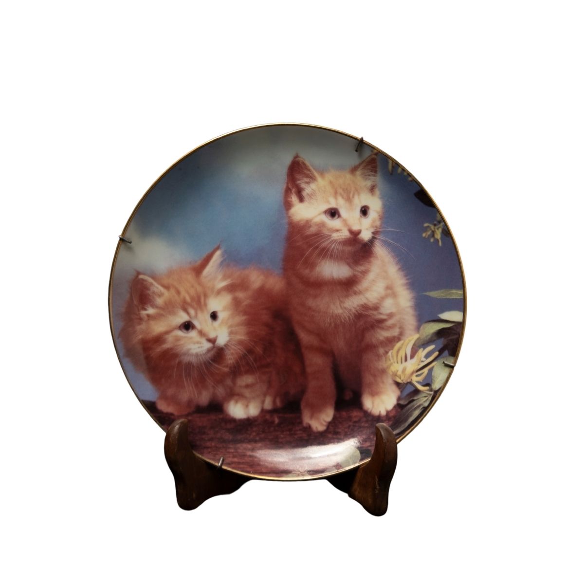 Decorative Plate Featuring Cat Illustration