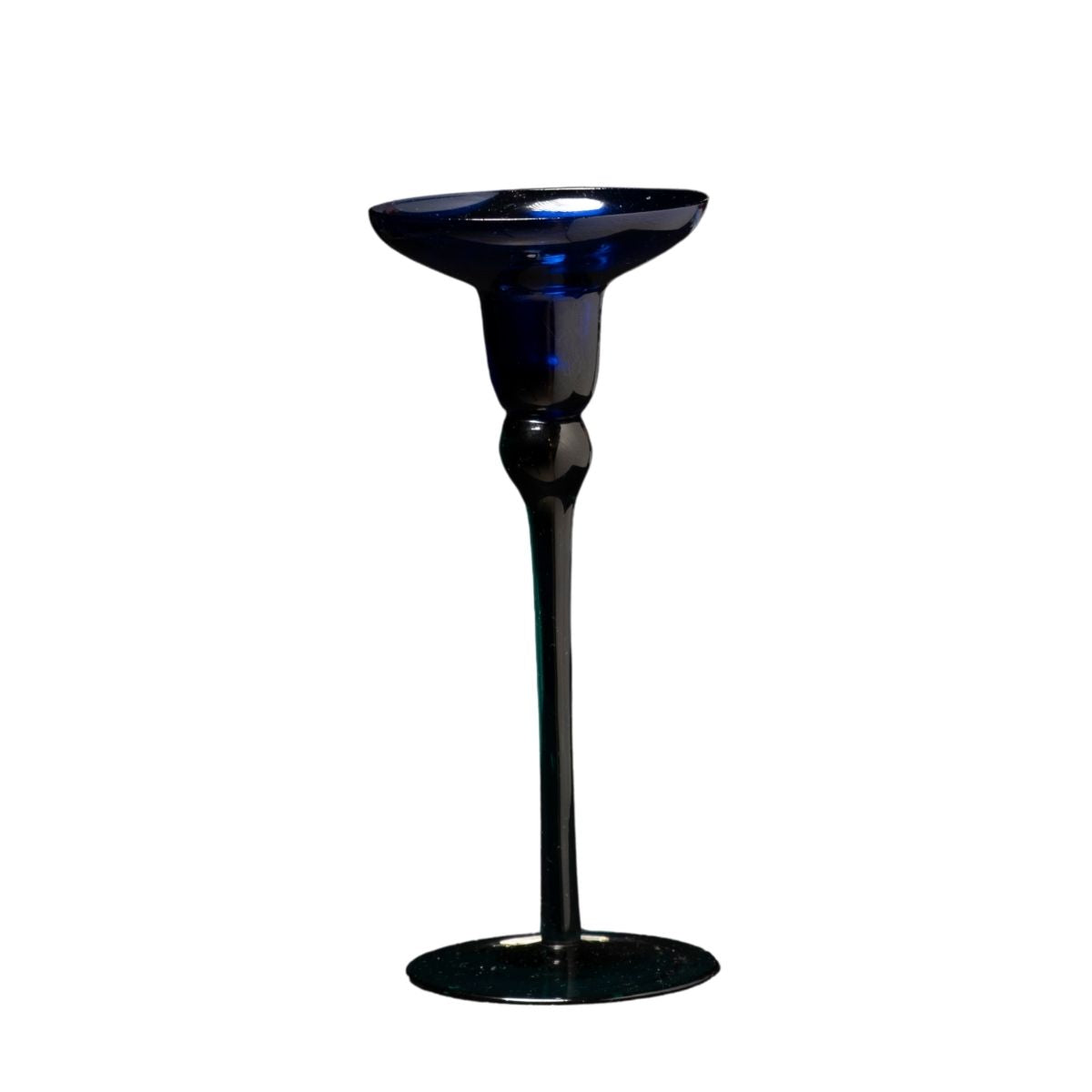 Dark Blue Stemmed Decorative Candle Holder