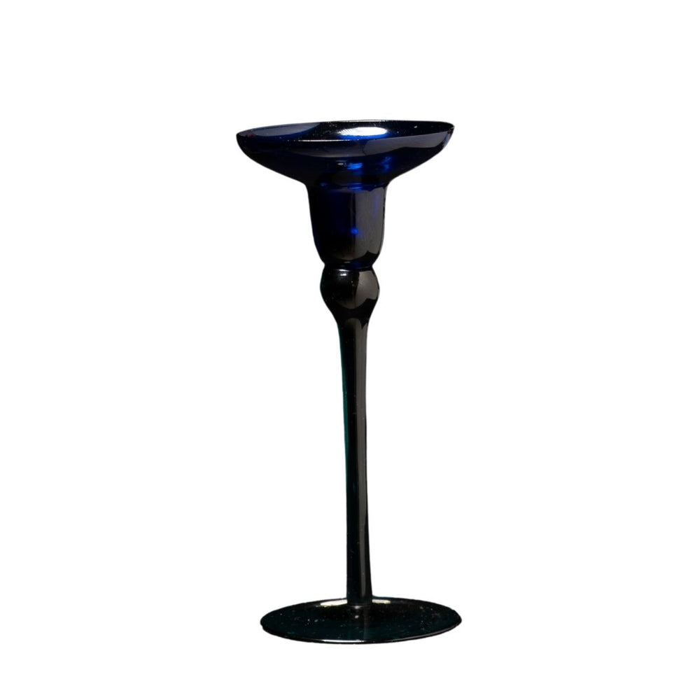 Dark Blue Stemmed Decorative Candle Holder