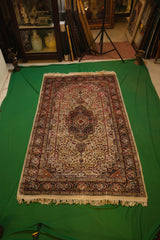 Hand-Knotted Kashmiri Cotton Silk Floral Sprig Runner Scroll