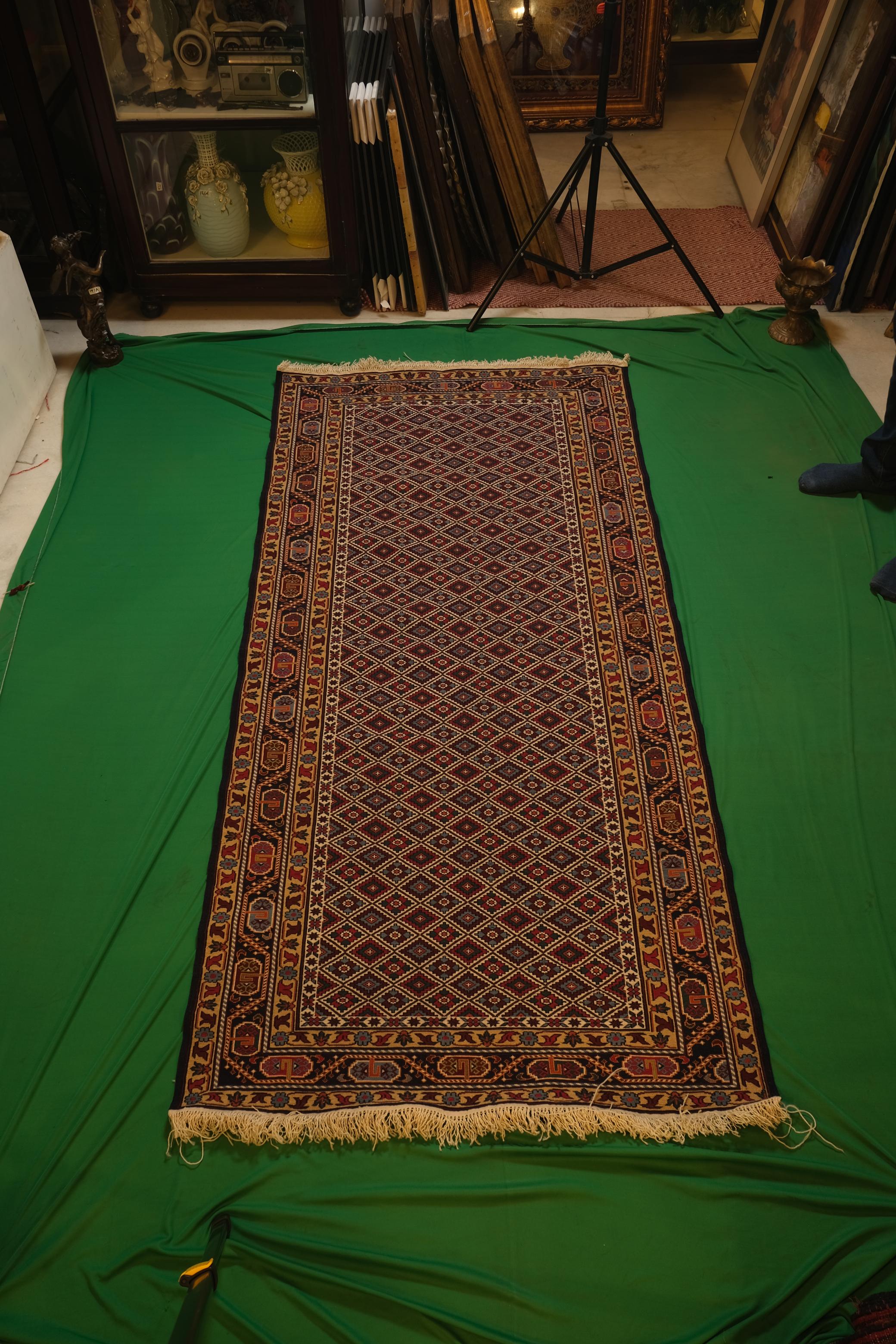 Hand-Knotted Afgani Kilim Persian Silk Rug Scroll