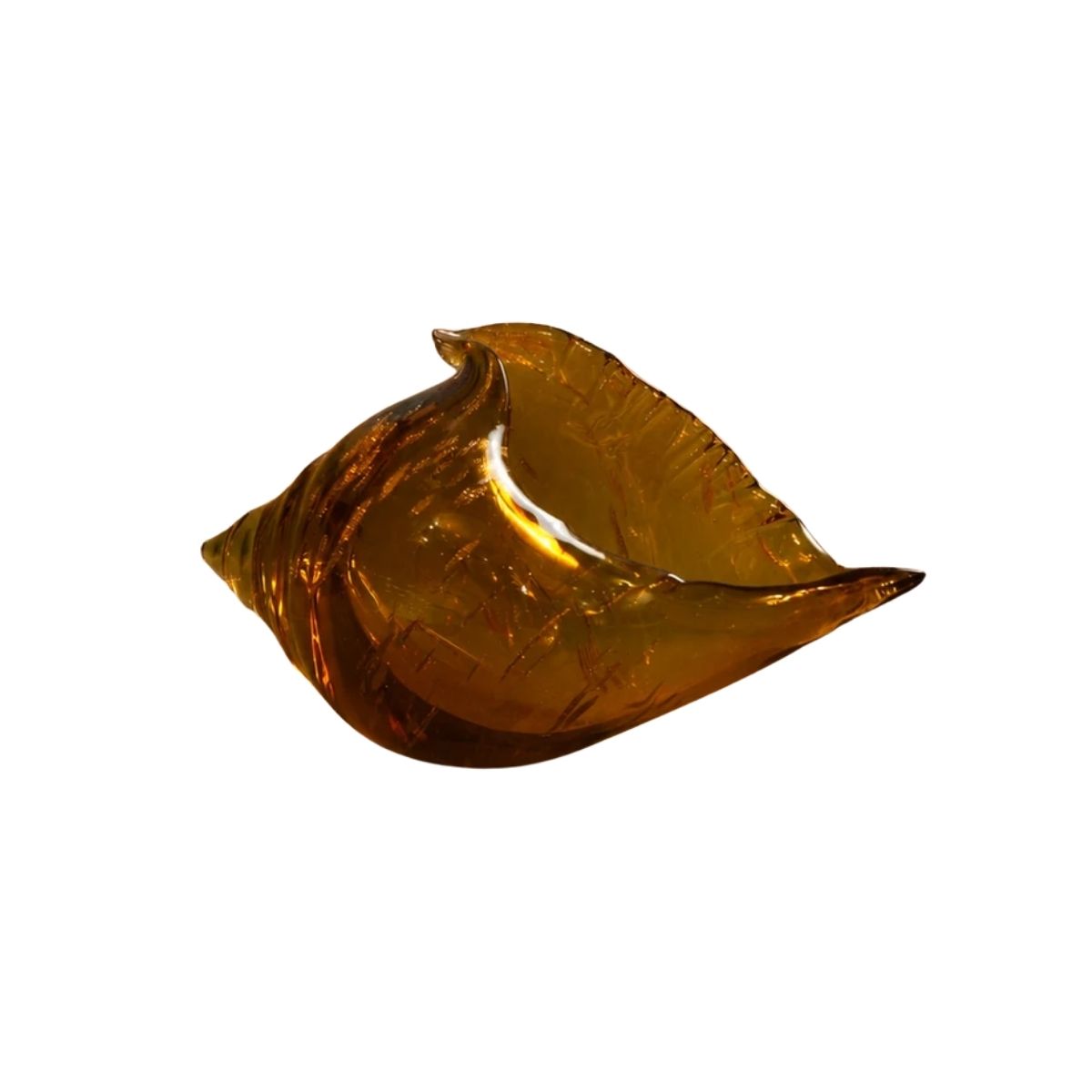 Murano  Hand-Blown Amber Glass Conch Shell Sculpture